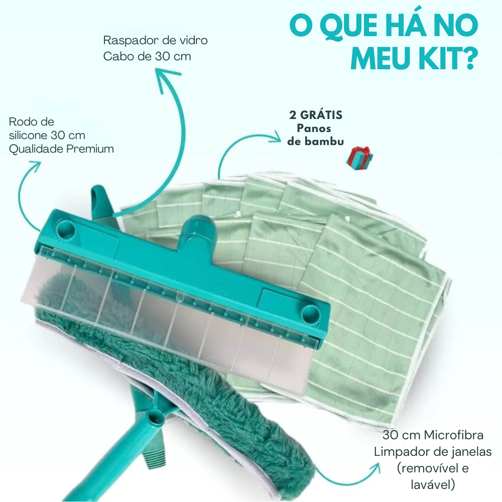Kit de Rodo de Silicone Reciclável Para Janelas