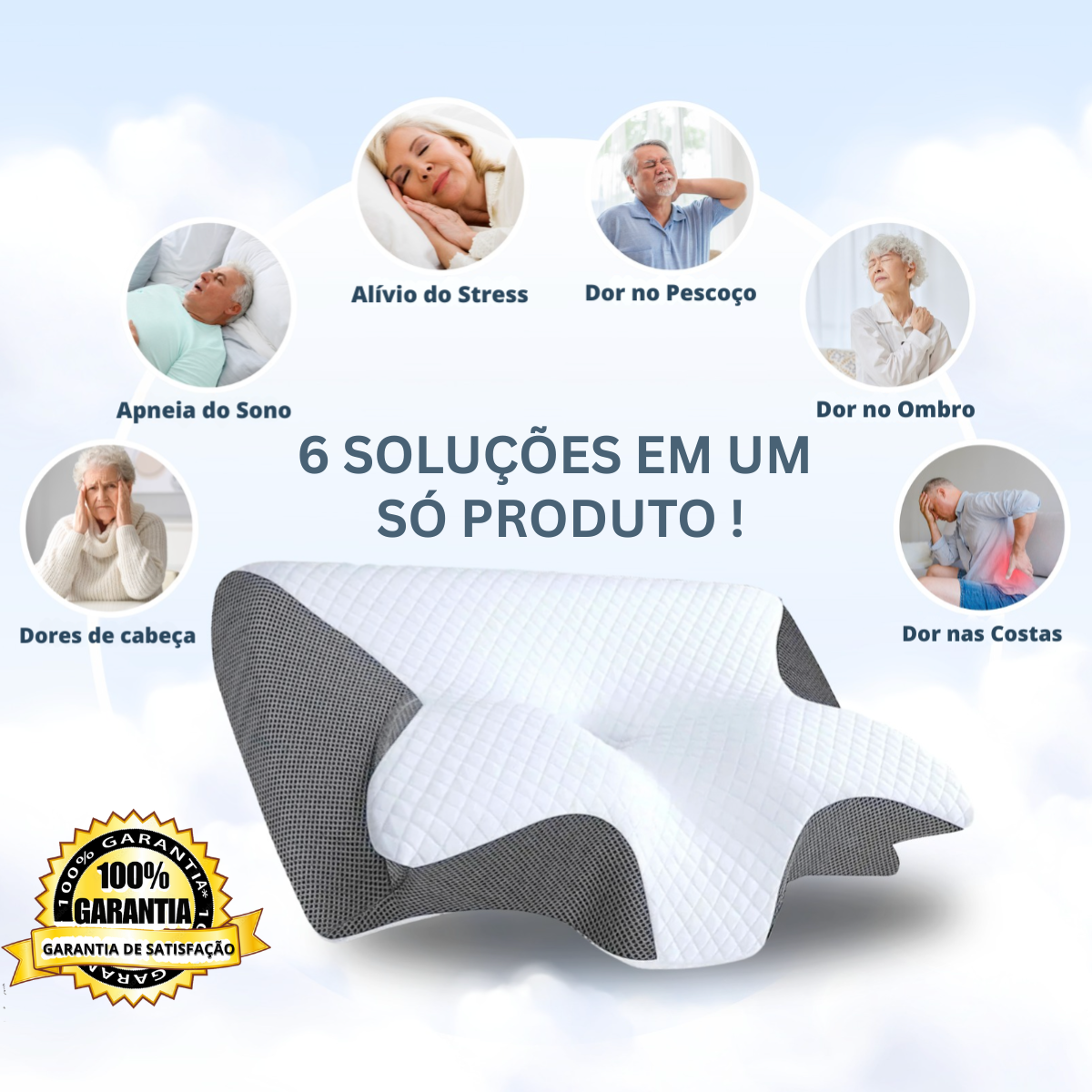 Almofada ergonómica para alívio das dores